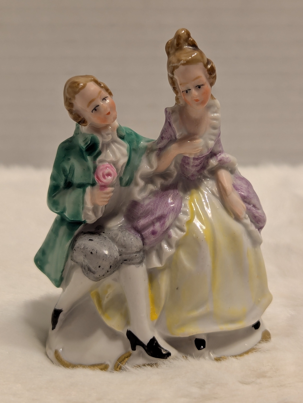 Vintage Porcelain Victorian Courting Couple Figurine - Hand Painted